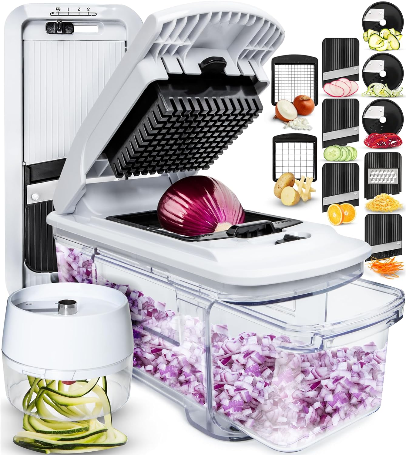 81W2zk+i23L._AC_SL1500_Vegtablr, Fruit Chopperand Slicer W Spiralizer