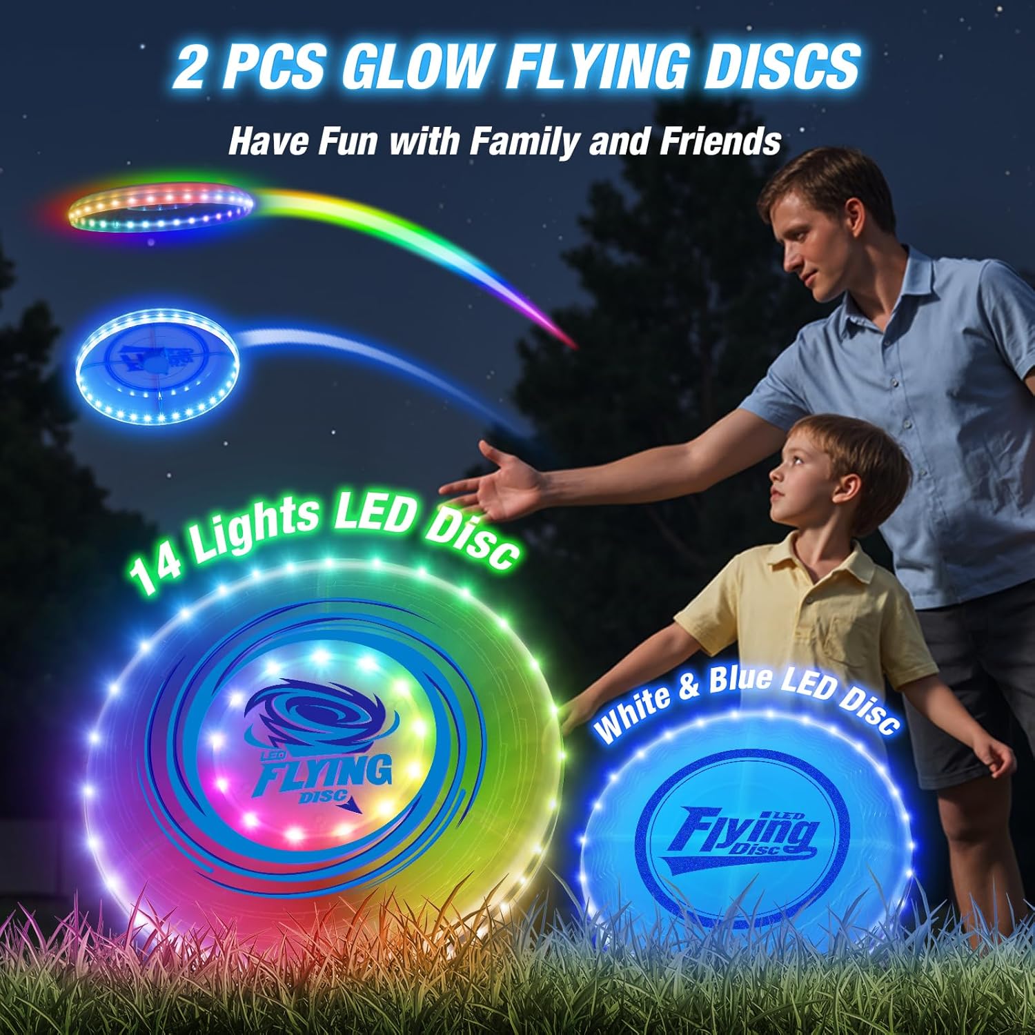 2 Pack Light Up Discs-Rechargeable With LED Lights