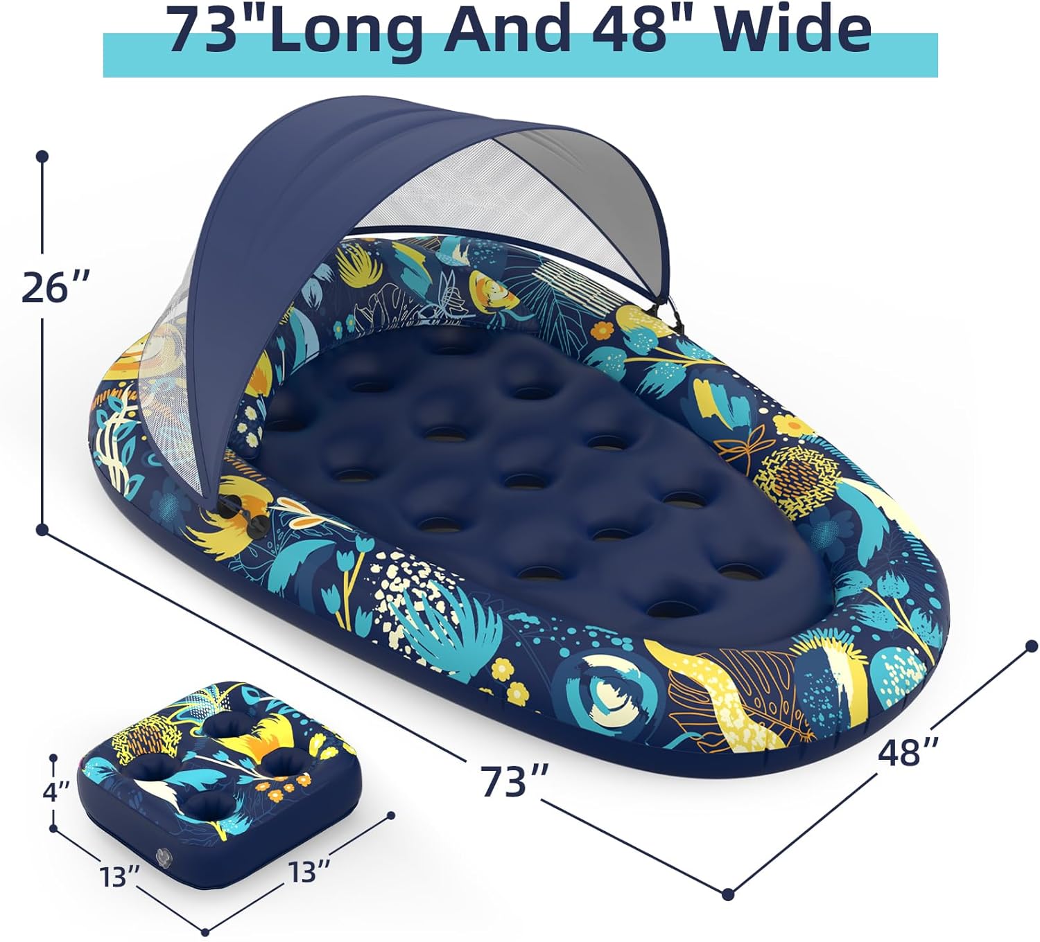 3 in 1 Pool Floats With Canope and Cup Holder