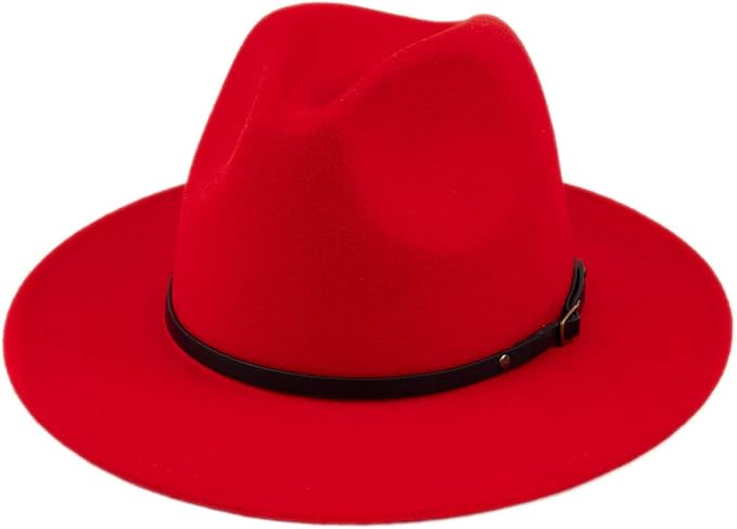 51s1sxazCwL._AC_SX679_Women's Classic Wide Brim Floppy Panama Hat Belt Buckle Wool Fedora Hat