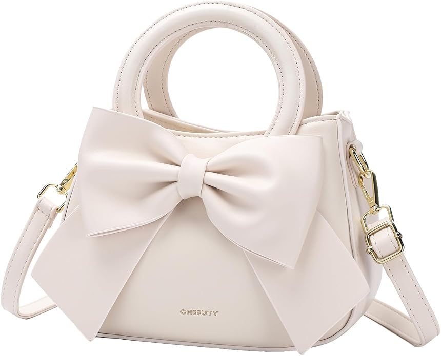 61GqDcnlI0L._AC_SY695_Small Purses foe Women cross Body Bag-Vegan Leather-Top Handle-Cute Bow Knot