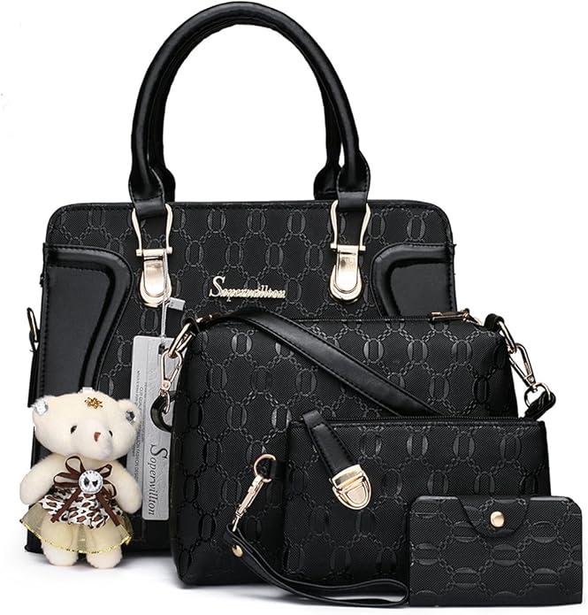 716WXWYzunL._AC_SY695_Women's Fashion Handbags Tote Bags Shoulder Bag Top Handle Satchel Purse Set 4pcs