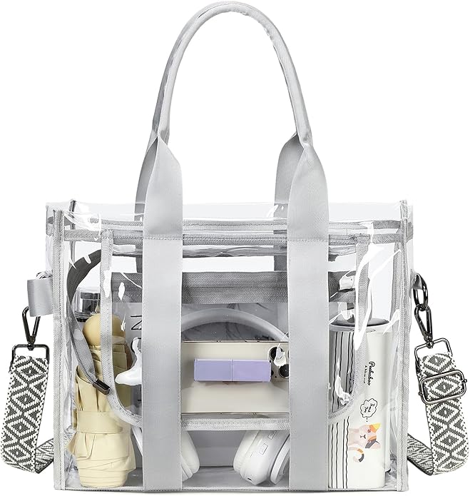 718a4QIeR4L._AC_SY695_Clear Bags for Women Tote Bag, Cross body Bag, Stadium Approved Clear Purse