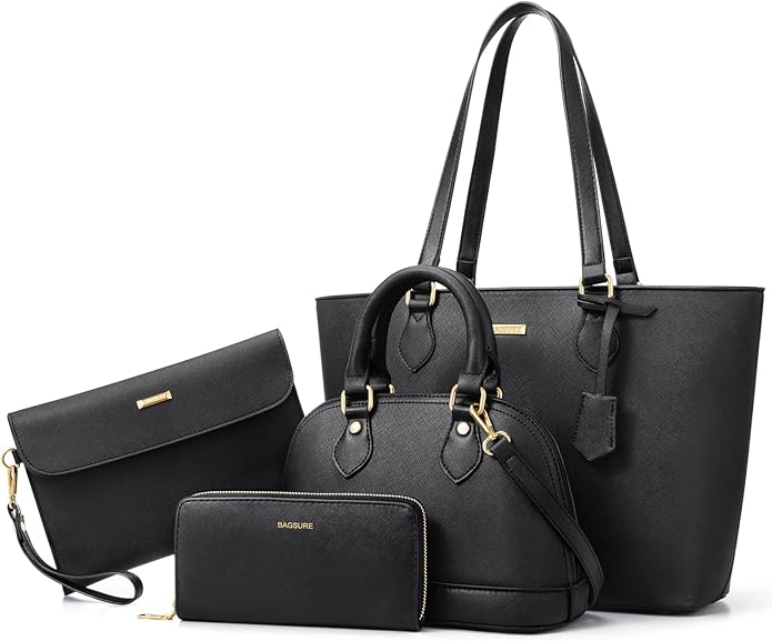 71lN8Q+AmbL._AC_SX695_4PCS Women Fashion Handbags Purses Wallet Shoulder Bags Casual Tote Bag