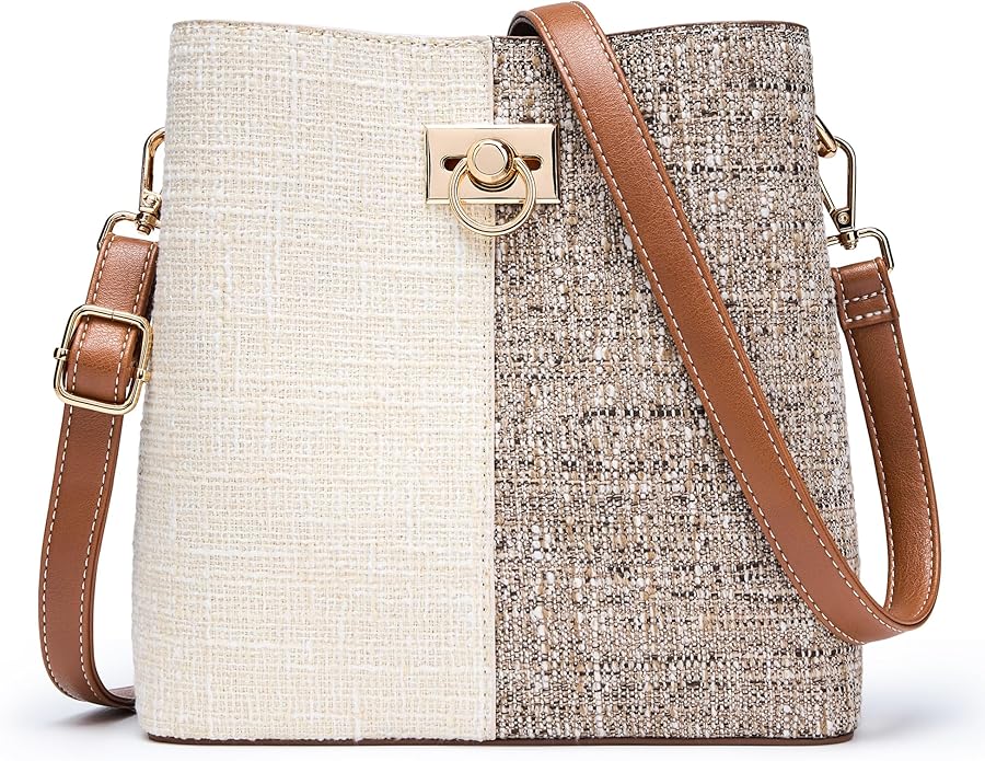 91nAyxbIleL._AC_SY695_Cross body Purses for Women Vegan Leather Bucket Bag Fashion