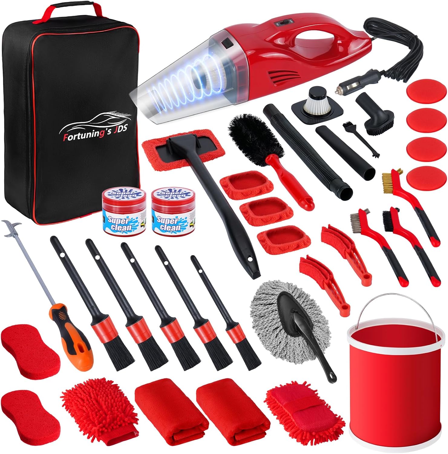 37PCS Car Detailing Kit Interior Cleaner, Auto Detailing Kit, Car Vacuum Car Interior Detailing Kit,