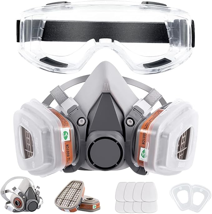 61-LABEk6gS._AC_SX679_Respirator Mask Reusable Half Face Gas Cover