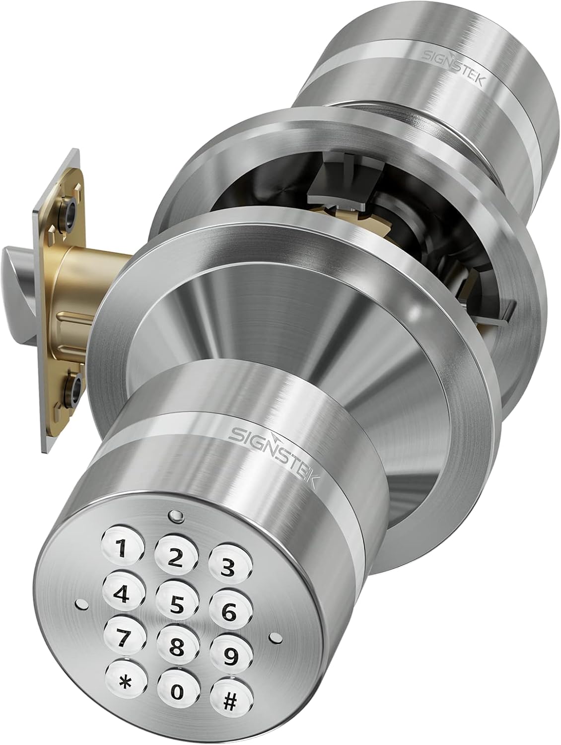 61268HeBBNL._AC_SL1500_Signstek Keyless Entry Door Lock, Door Knob with Keypad, Smart Code Door Lock, Mute Mode,