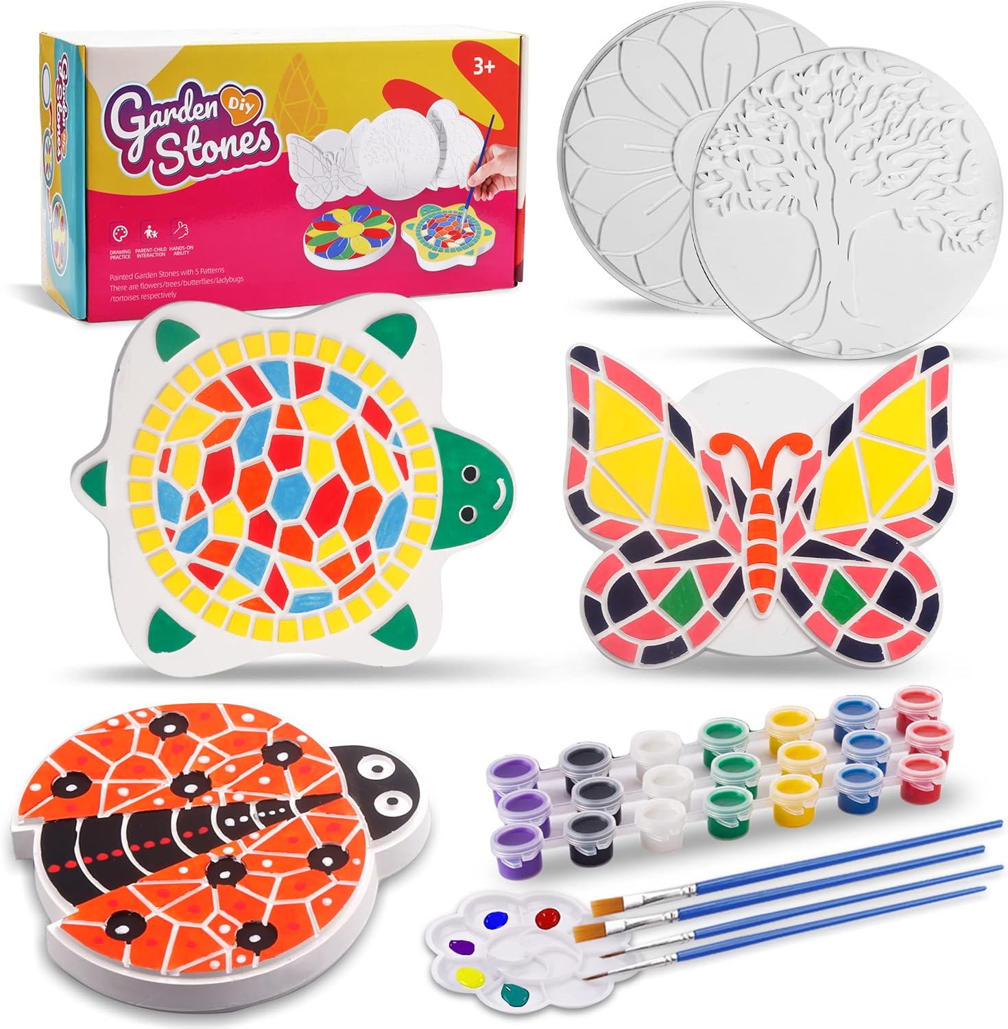 81vrKuKCmQL._AC_SL1500_IFLOVE Paint Your Own Stepping Stones for Kids Craft Kits,Arts and Crafts for Kids Ages 4-8,5 Pack Painting Crafts