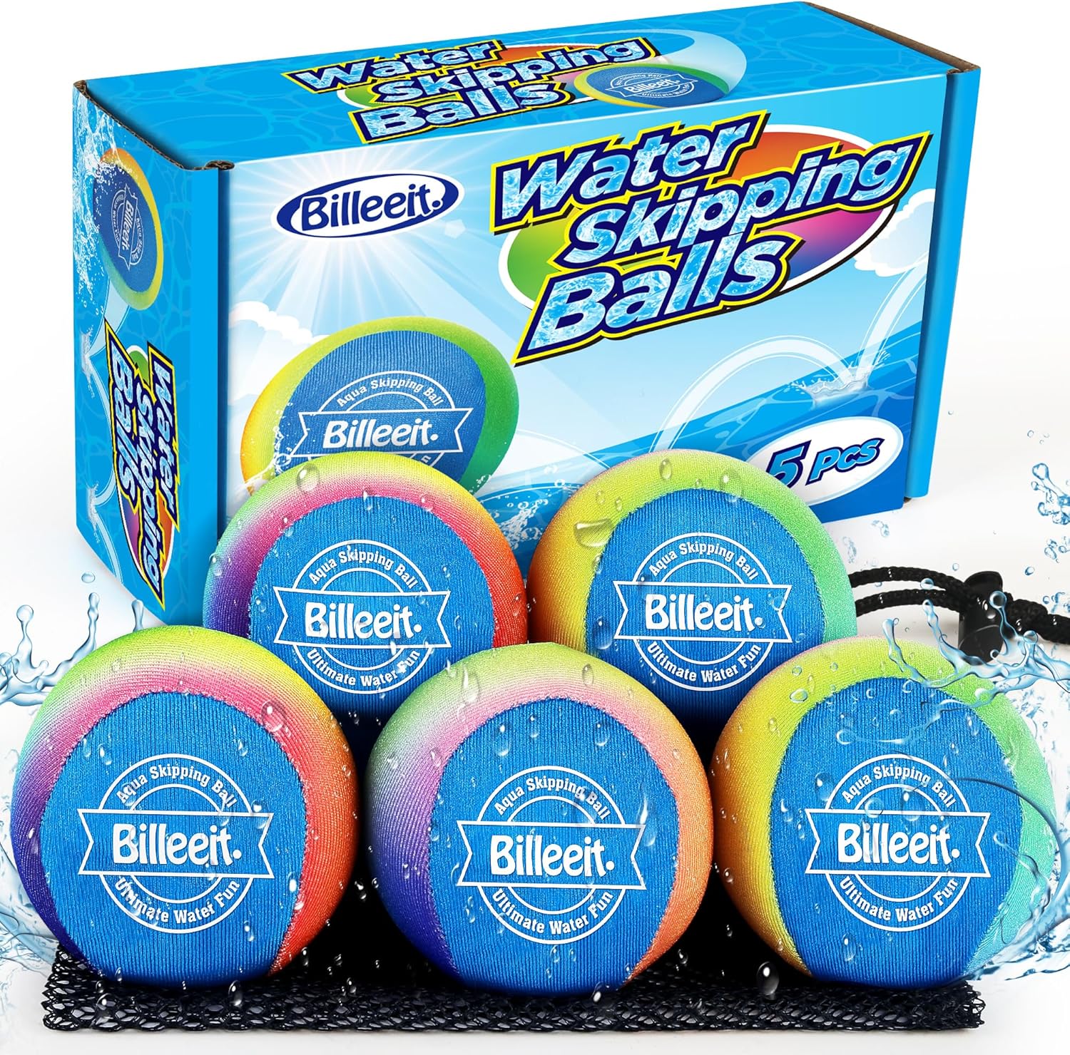 91IhBF2BLAL._AC_SL1500_5Pcs Water Skipping Balls Set for Pool Play,