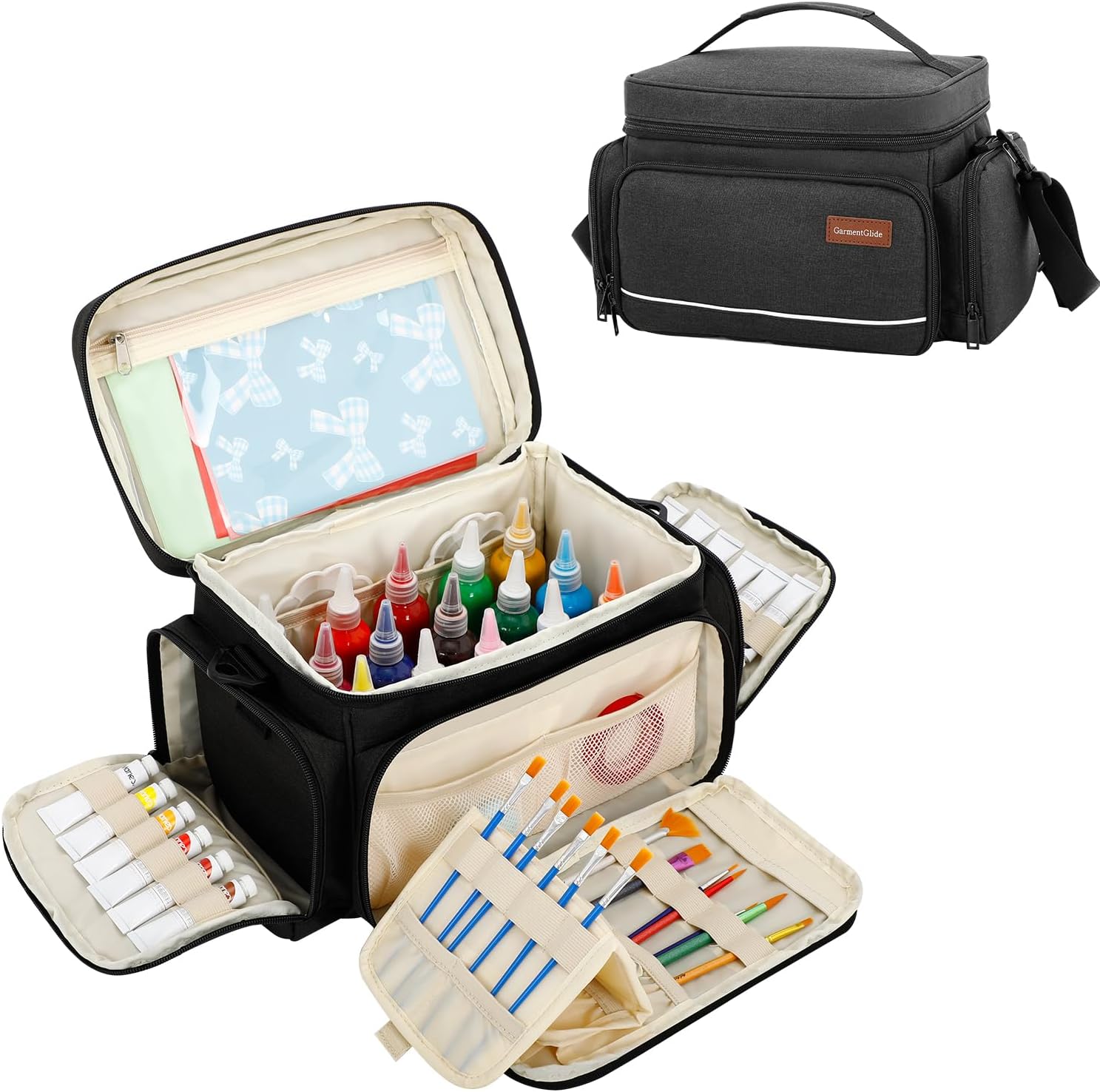Acrylic Paint Organizer Bag, Art Supply Storage Organizer, Portable Paint Brush Holder Case, Watercolor Craft Painting Tube Storage for Acrylic