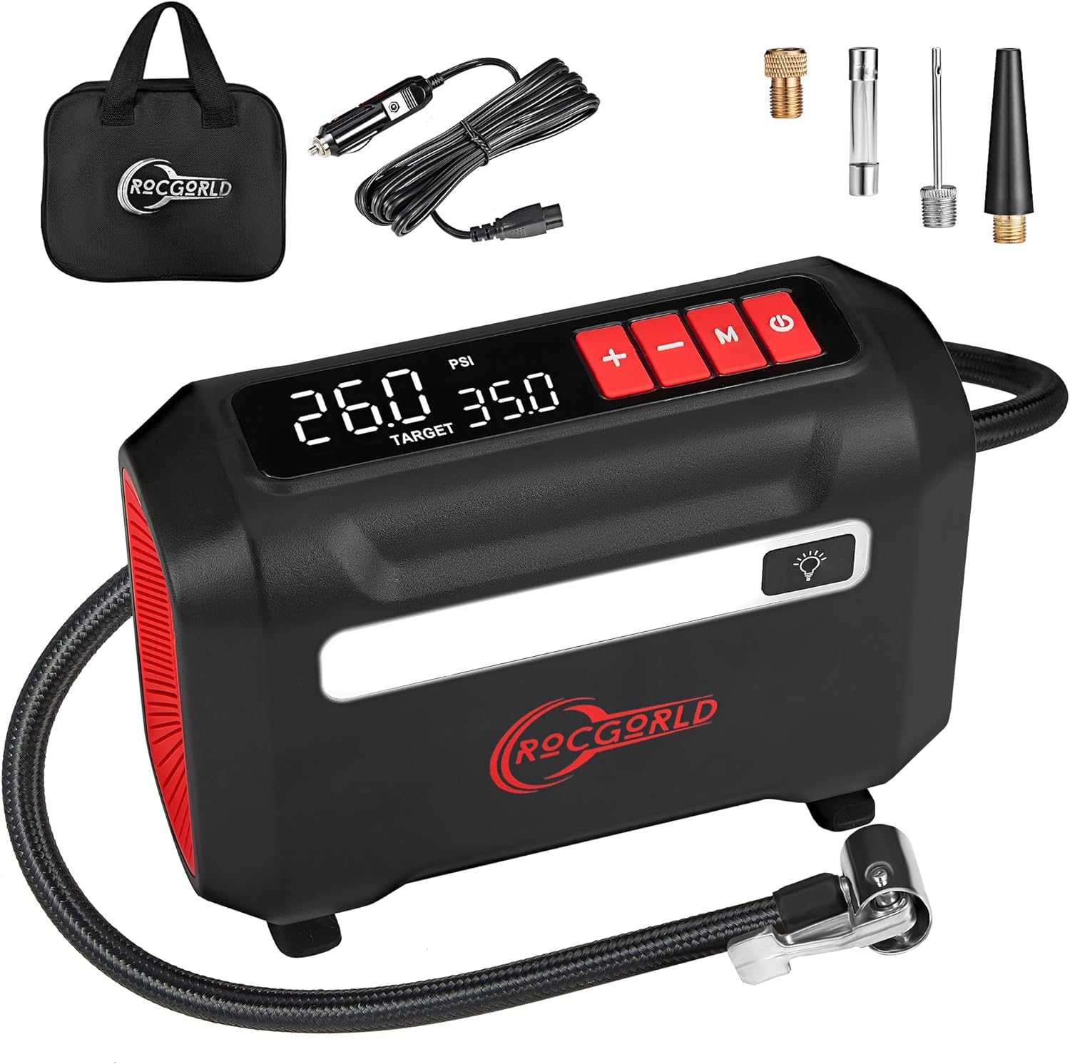 R8 Tire Inflator Portable Air Compressor, DC 12V Air Compressor Portable with Large Dual Digital Screen, 3X Faster
