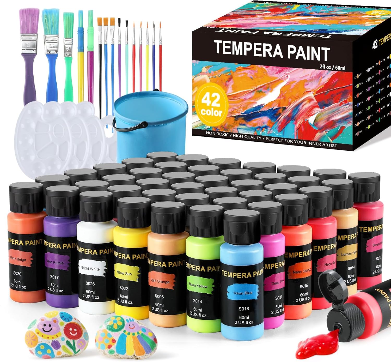 TMOL Washable Paint for Kids 42 Colors,Non-Toxic, Safe & Washable for Toddlers