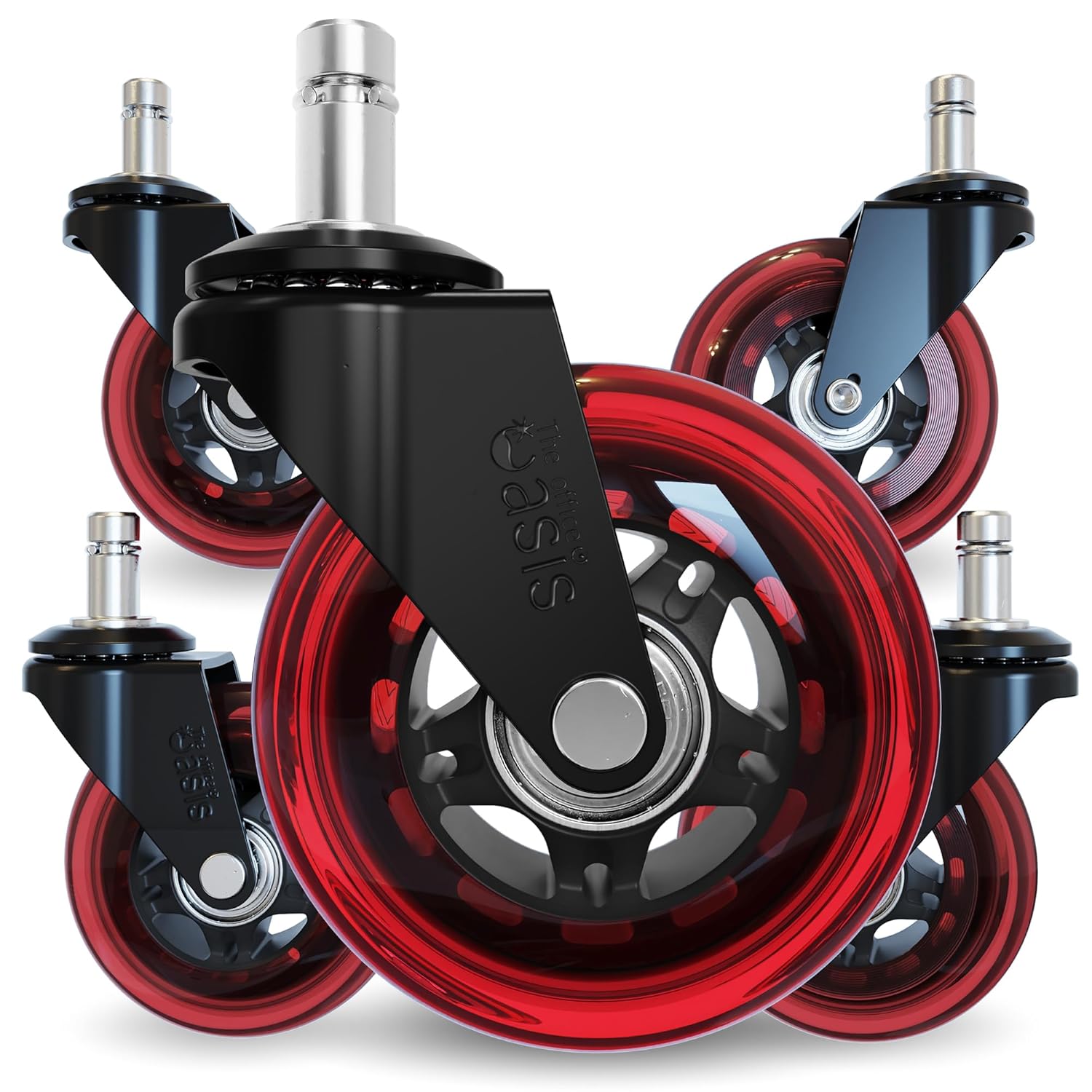 The Office Oasis Original Rollerblade Office Chair Wheels (As Seen On PBS) - Smooth & Quiet Casters - Safe for Hardwood Floors & Carpet