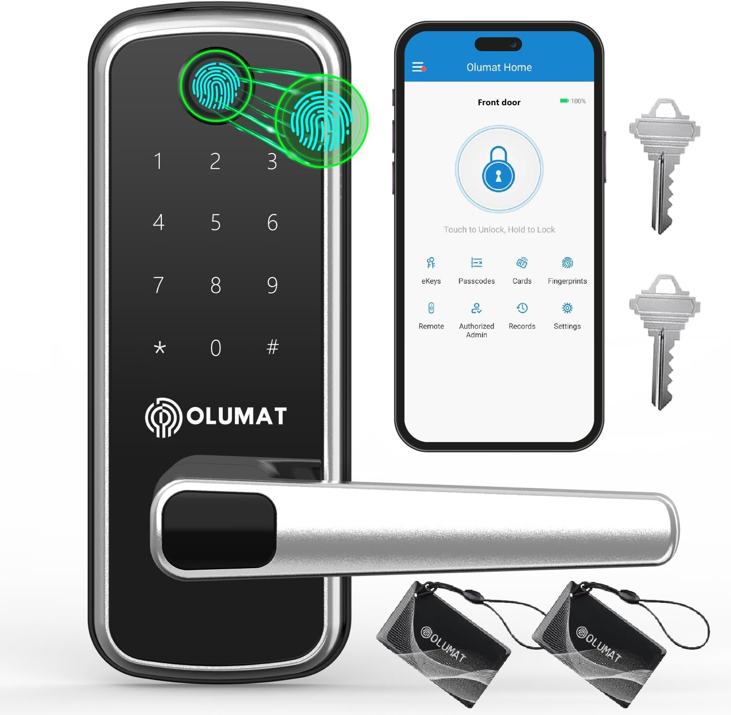Yamiry Fingerprint Smart Knob - Keyless Entry Digital Lock for Front Door - Deadbolt with APP - Generate Passcode Remotely - DIY Installation
