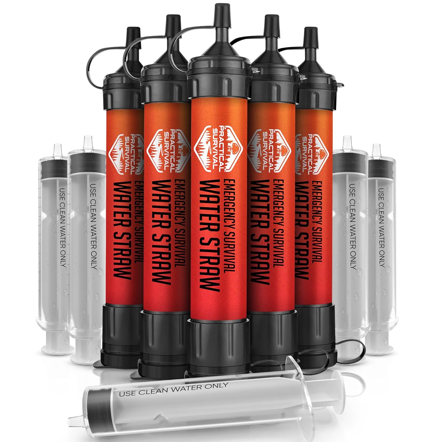 5 High-Capacity Emergency Water Straws – Lightweight, Reusable, 1800-gallon Filters for Camping, Hiking, Travel, Biking, Survival, and Emergencies