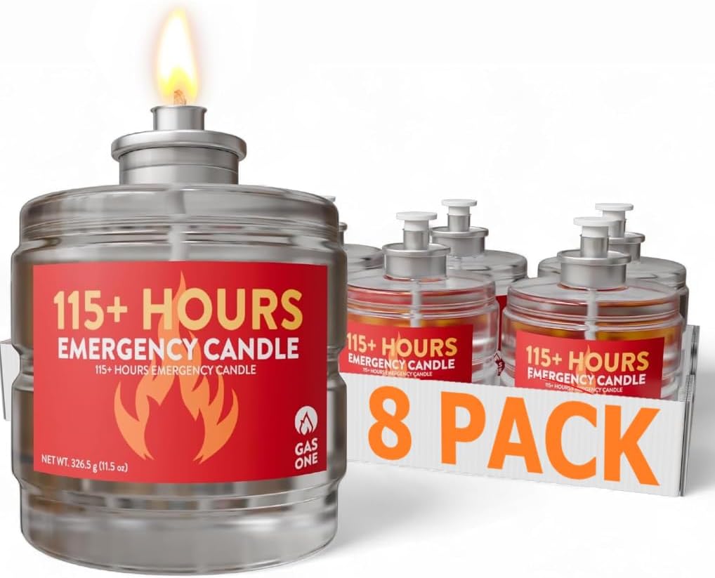 61xo5jiH4tL._AC_SL1018_GasOne 115+ Hours Emergency Candle Set – 8-Pack Emergency Candles Long Burning