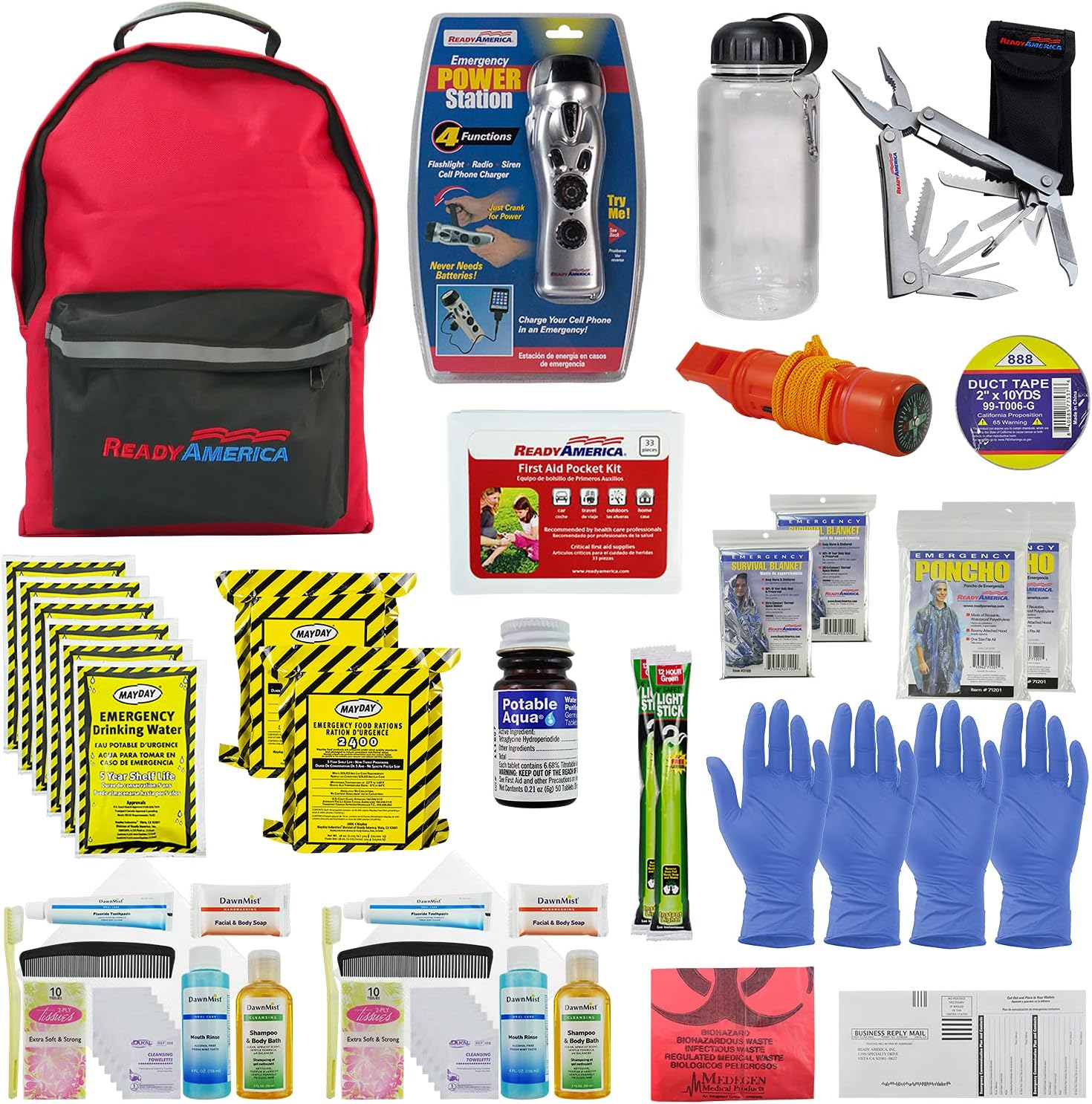 81pJqthpXgL._AC_SL1500_Ready America 72 Hour Deluxe Emergency Kit, 2-Person 3-Day Backpack, First Aid Kit, Survival Blanket, Power Station, Emergency Food, Portable Disaster