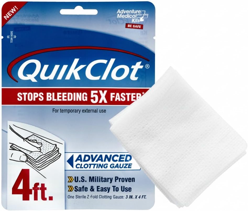 Adventure Medical Kits QuikClot Gauze - Flexible Hemostatic Medical Gauze for Emergency Survival