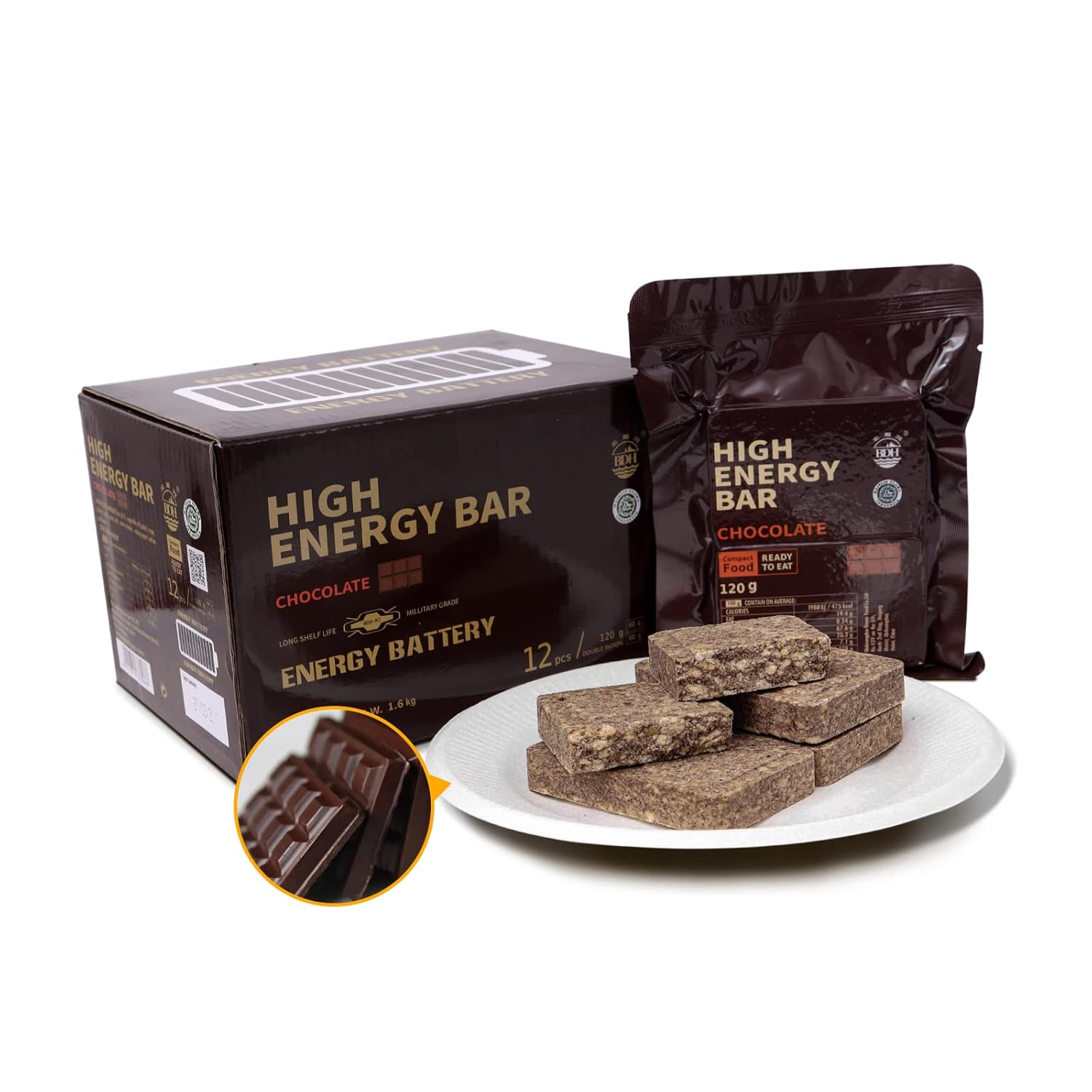 Emergency Food Ration Bars, Chocolate Flavor Survival Tabs Supply