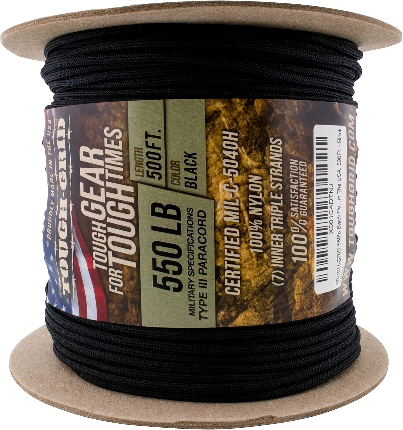 TOUGH-GRID 550 Paracord Rope Nylon Parachute Cord, Made in USA Survival Kit