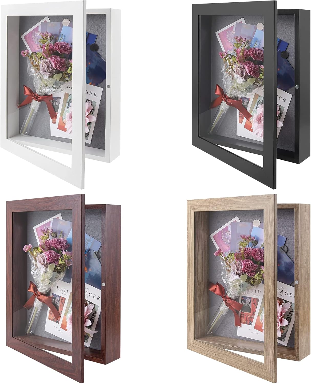 11x14 Shadow Box Frame , Set of 4, White , Black , Walnut , Tan Color