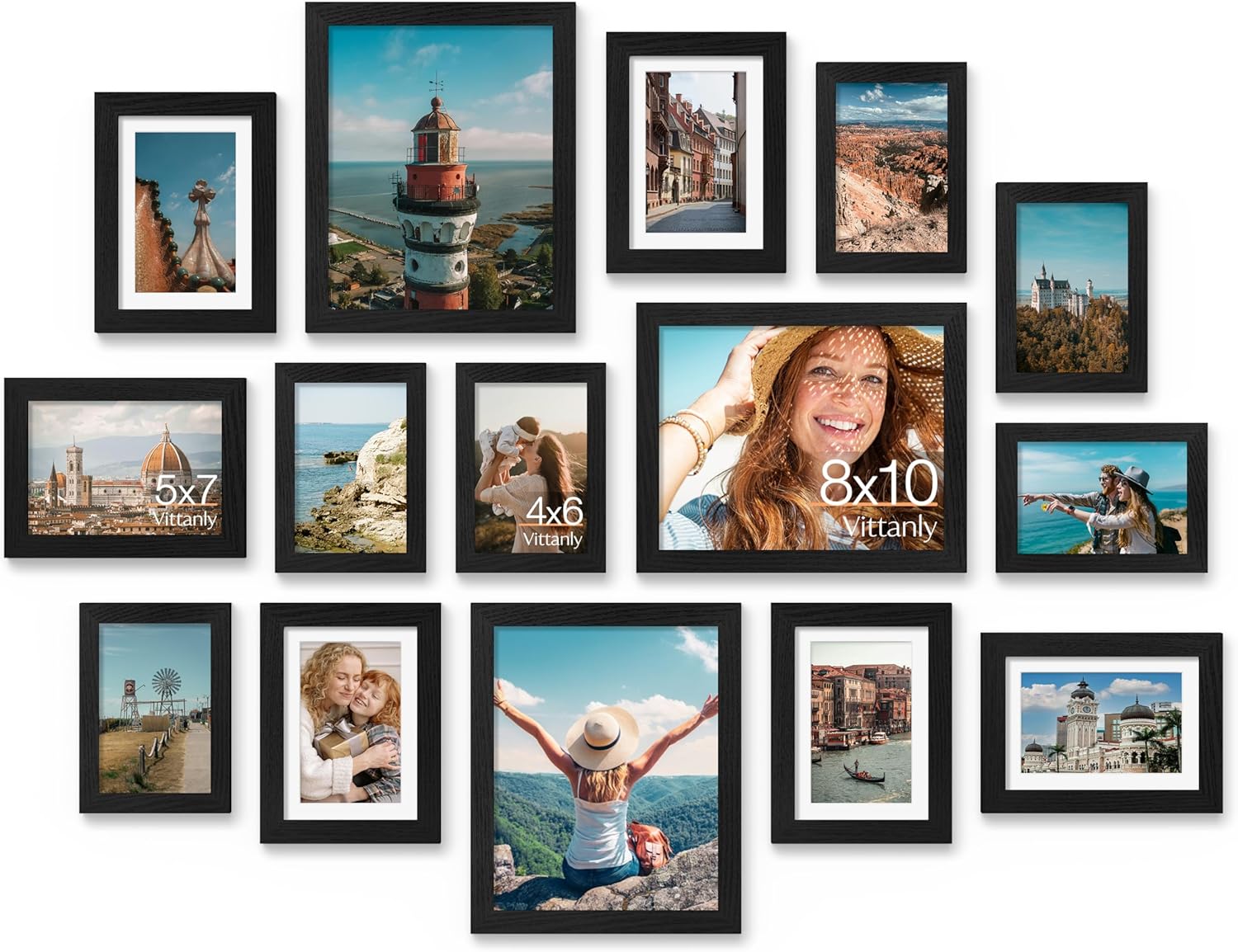 15 Pack Picture Frames Collage Wall Decor for Mounting or Tabletop Display