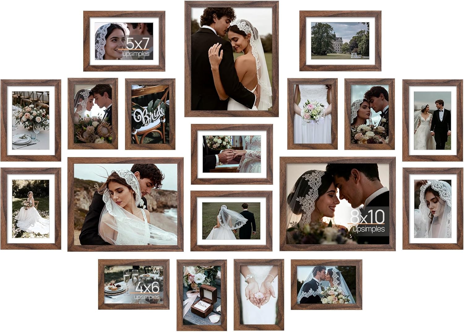 19 Pack Picture Frames Collage Wall Decor for Mounting or Tabletop Display