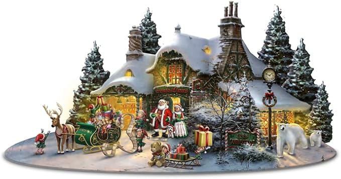 51GYjqhY1GL._AC_SX679_homas Kinkade North Pole Village Sculpture with Lights