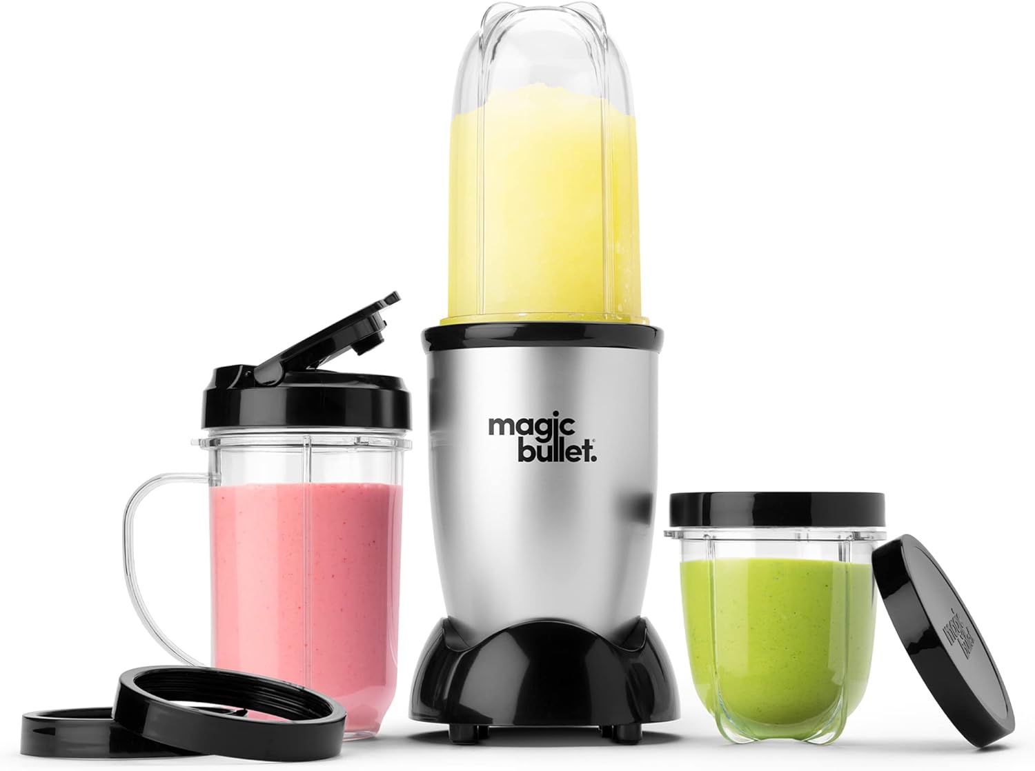 61w2Tj7r0BL._AC_SL1500_Magic Bullet Blender, Small, Silver, 11 Piece Set