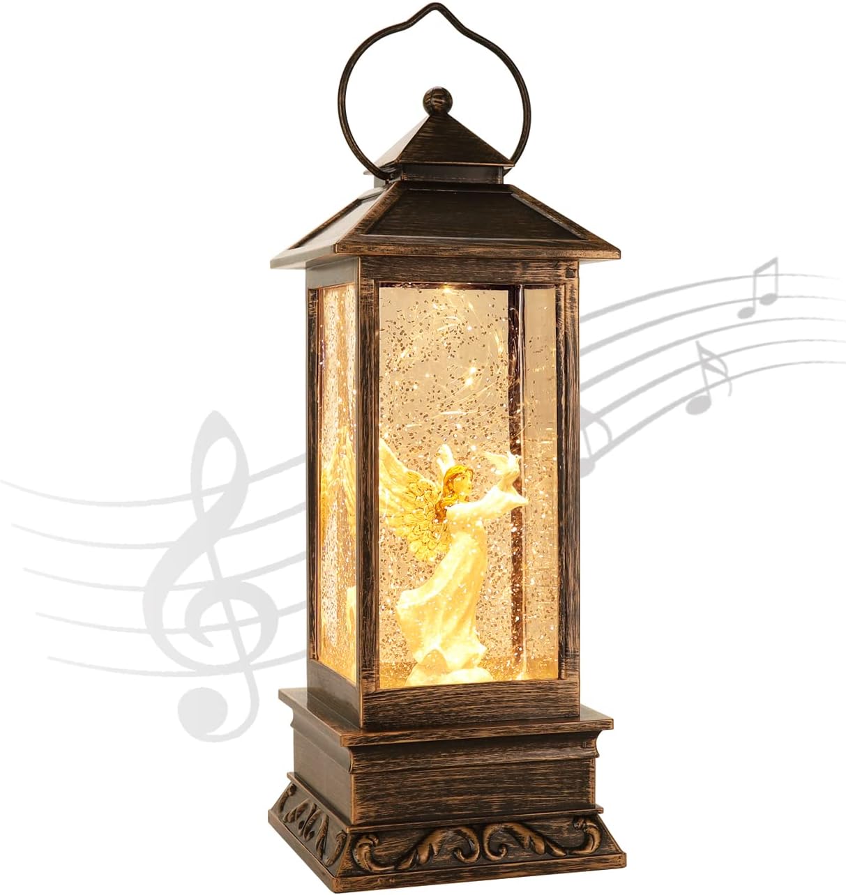 Christmas Music Snow Globe, Lighted Angel Water Lantern,Mothers Day Angel Gift for Mom from Daughters and Son, Glittering Christmas