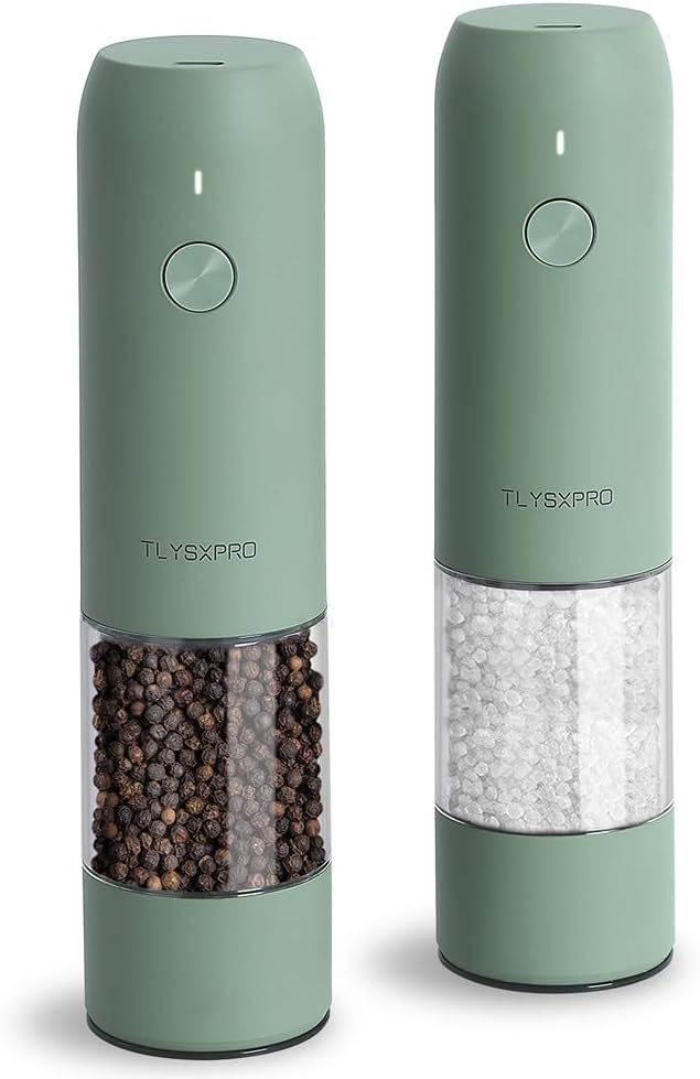Electric Salt and Pepper Grinder Set, USB Rechargeable, Automatic Salt and Pepper Mill Grinder