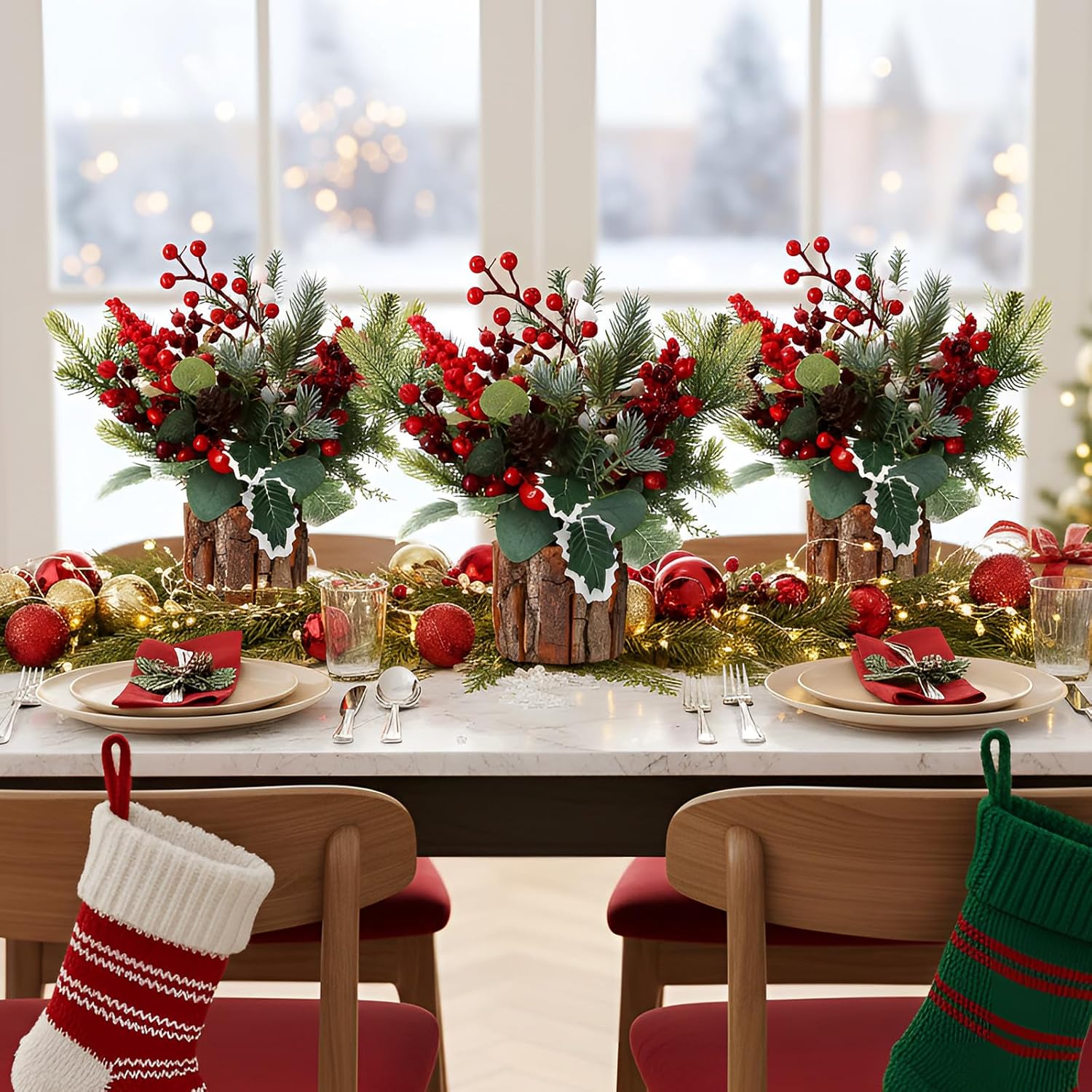 Giegxin 3 Pack Artificial Tabletop Christmas Tree for Centerpiece
