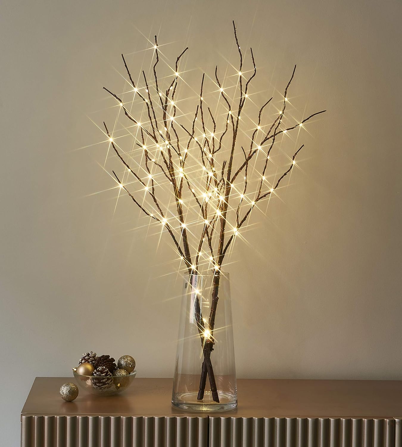 Lighted Brown Willow Branches 32IN 100 LED with Timer Battery Operated, Tree Branch with Warm White Lights