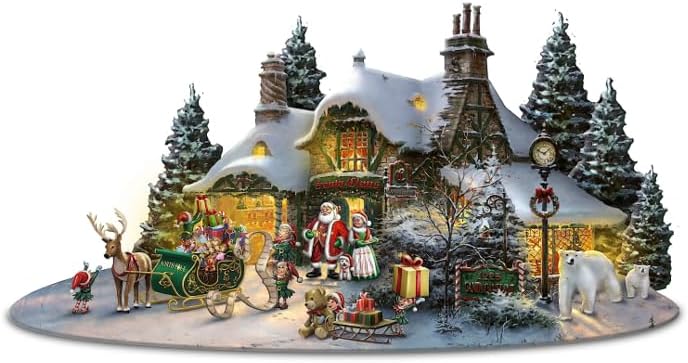 Thomas Kinkade North Pole Village Sculpture with Lights