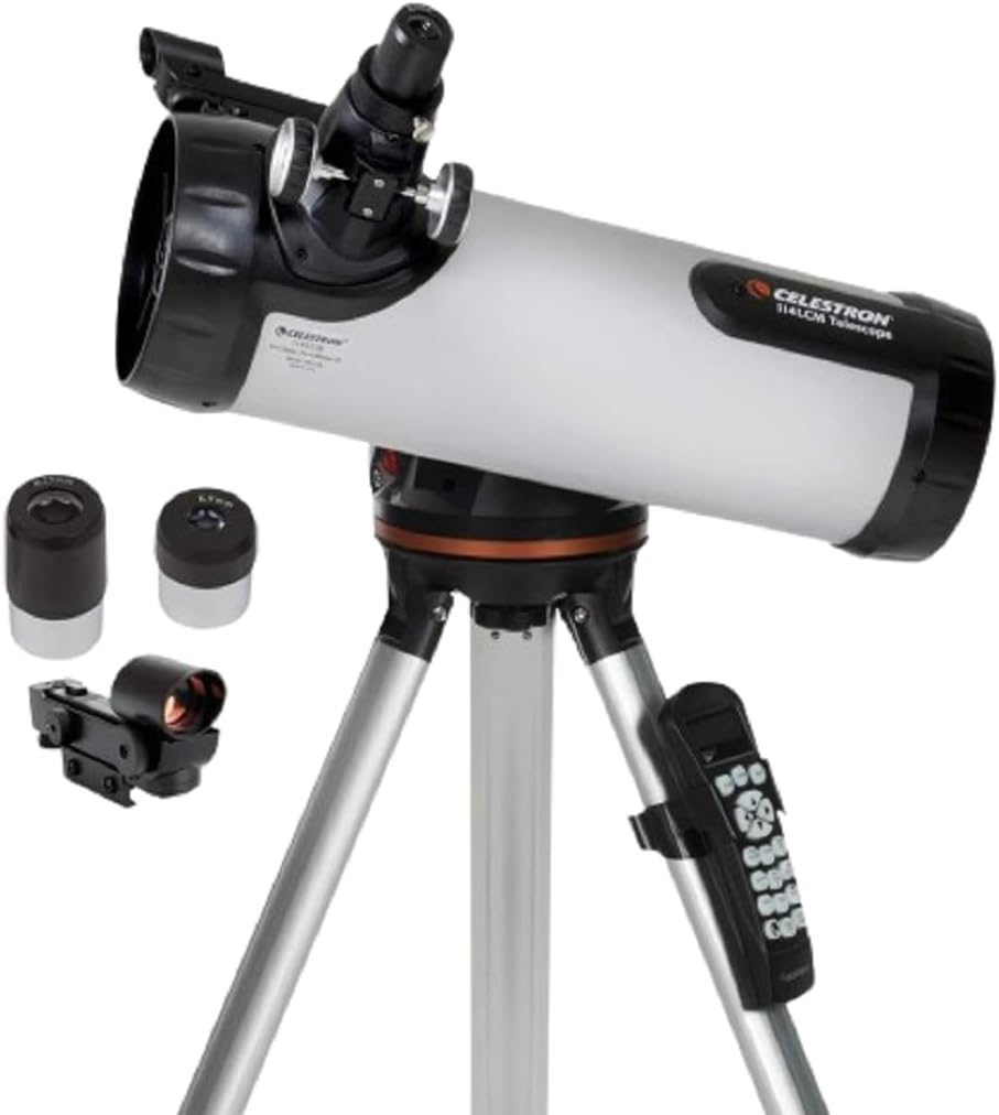 114LCM Computerized Newtonian Telescope - Telescopes for Beginners - 2 Eyepieces - Full-Height Tripod - Motorized