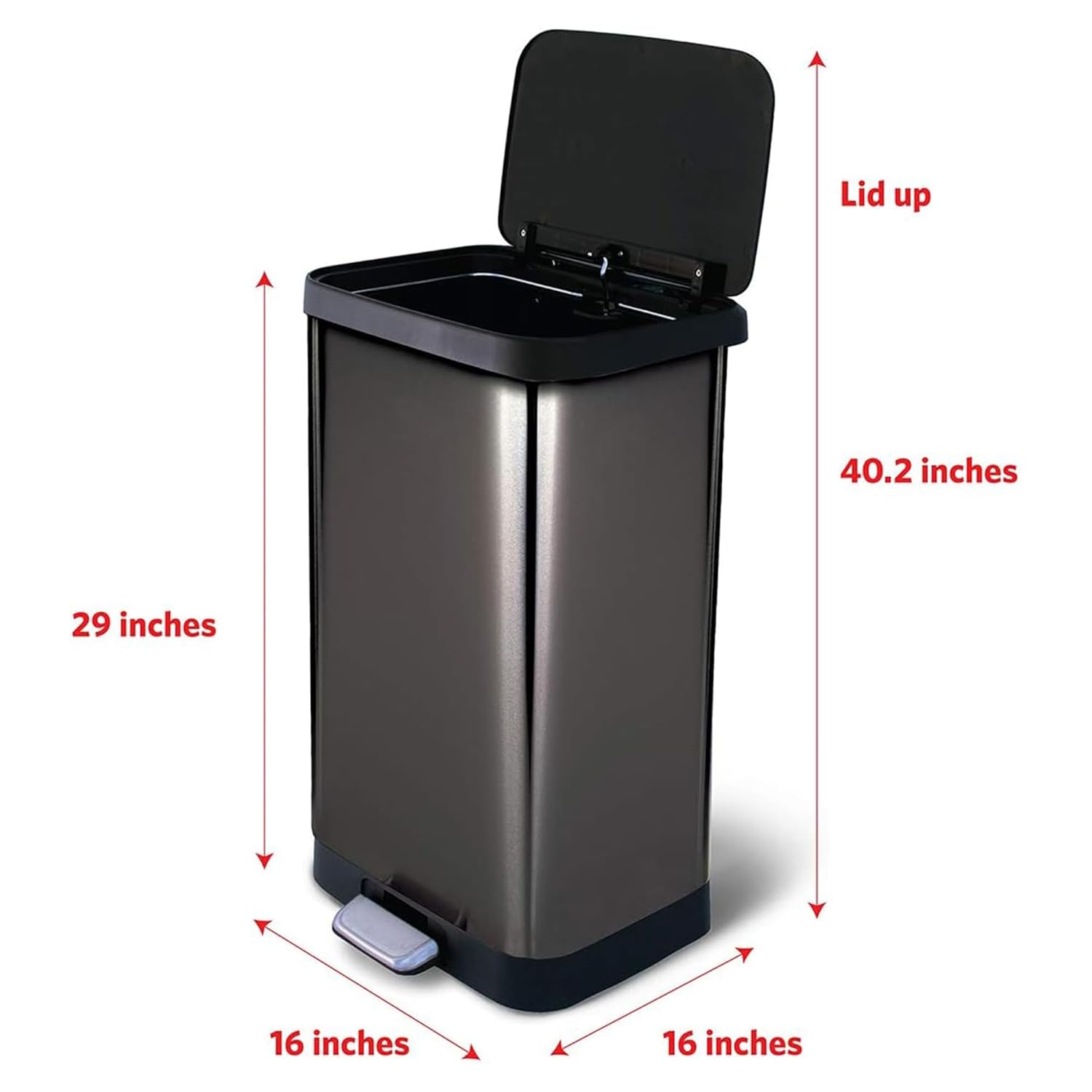 75.5 Liter Extra Capacity Stainless Steel Step Trash Can with CloroxTM Odor Protection, Pewter