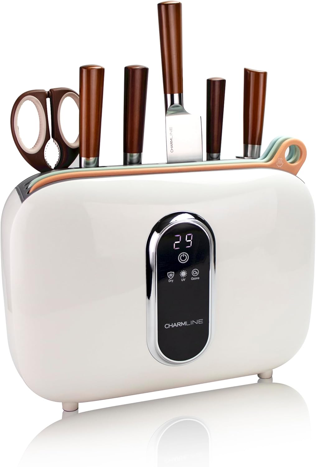 Charmline Smart Cutting Board and Knife Set with Holder, Double Cleaning and Drying Function, Space Saving Smart Home Gadgets