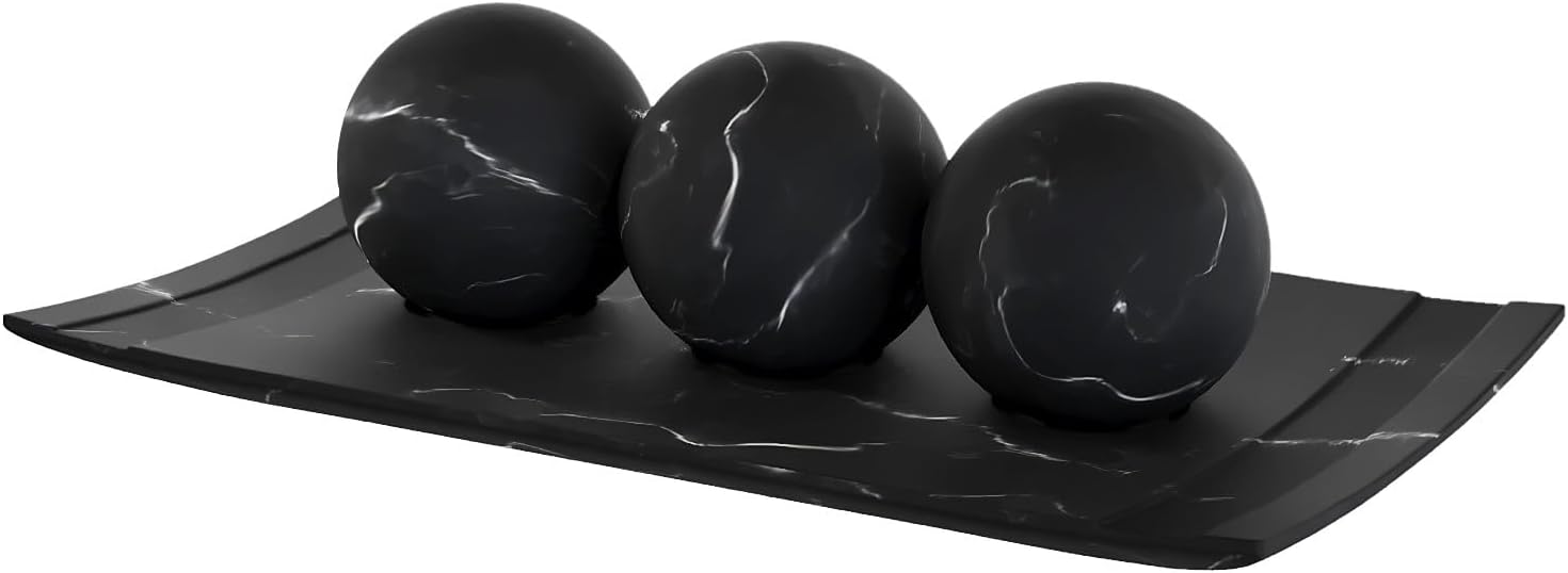 Creative Scents Black Marble Look Home Decor Bowl and Orb Set -