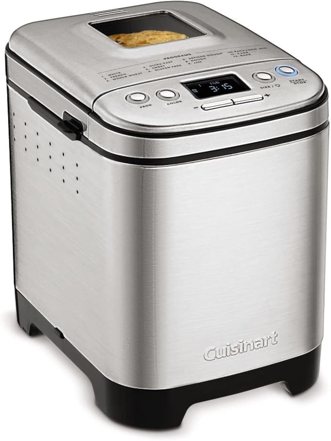 Cuisinart Bread Maker Machine, Stainless Steel Automatic Bread Machine with 12 Menu Options, 3 Loaf Sizes up to 2 Lb