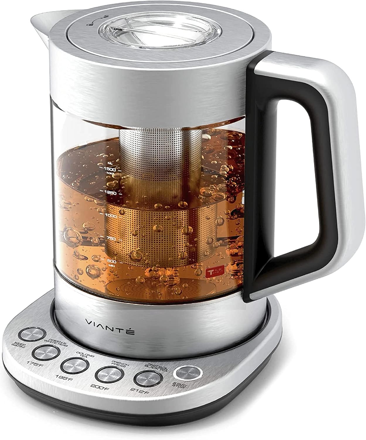 Electric Kettle With Infuser For Loose Leaf. Hot Tea Maker With Temperature Control And Automatic Shut Off. Tea Kettle With Brewing Programs. 1.5 Liters Capacity
