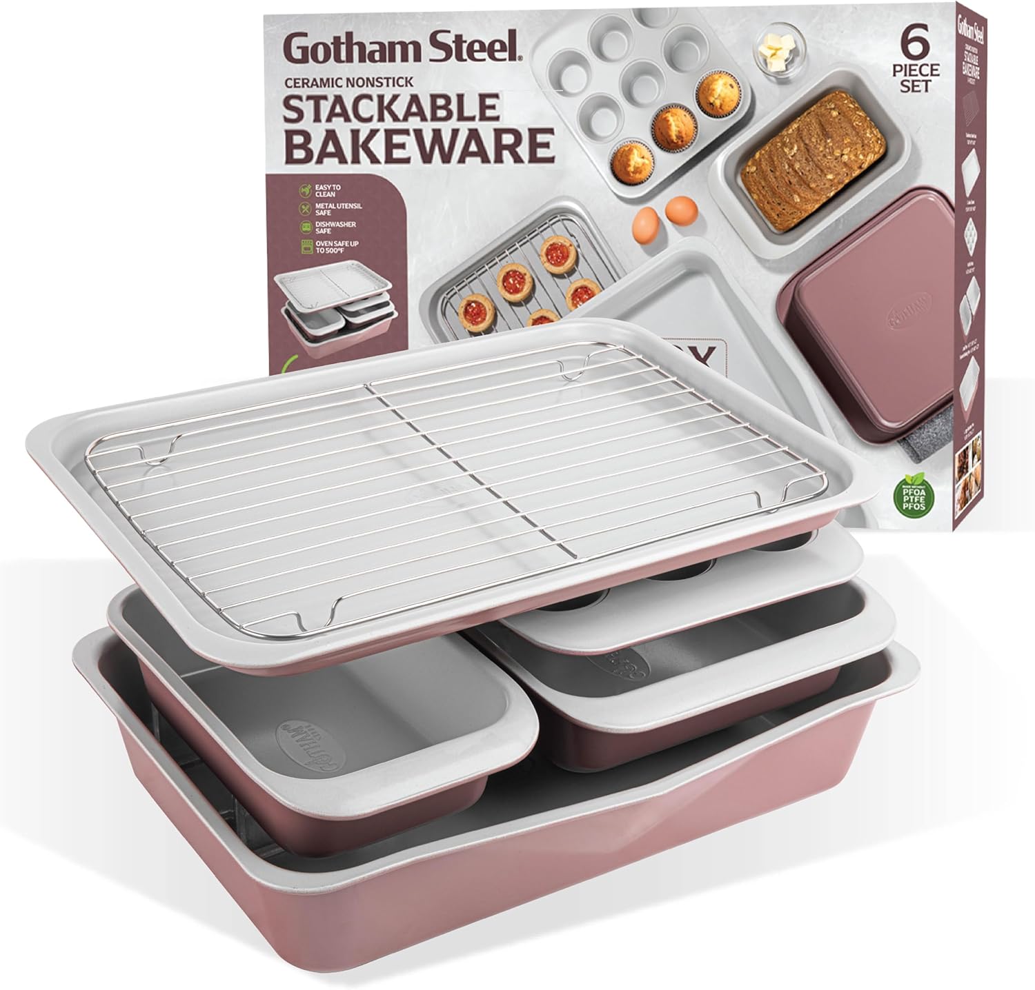 Gotham Steel 6 Pc Stackable Baking Pans Set