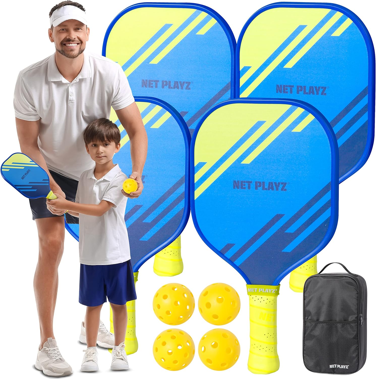Pickleball Set - Pickleball Paddles Family 4-Pack, USAPA Approved 2 Child-Size & 2 Adult-Size