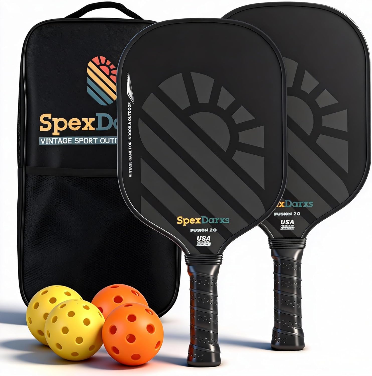 USAPA Approved Lightweight Fiberglass Pickleball Paddles,Pickleball Indoor Outdoor Game for Adults