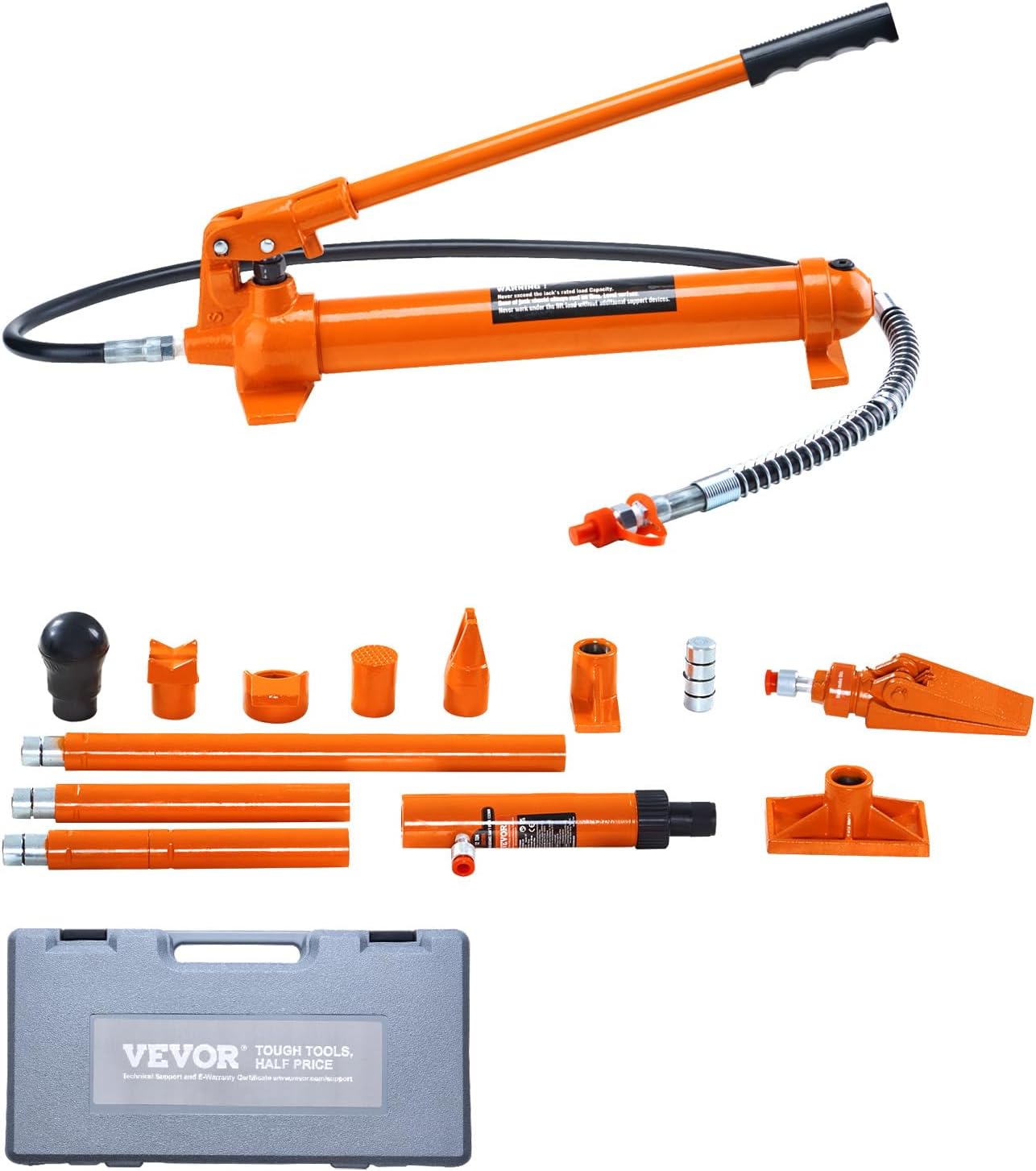 10 Ton Load, Portable Hydraulic Jack with 4.6 ft Extended Oil Hose, Long Handle Design