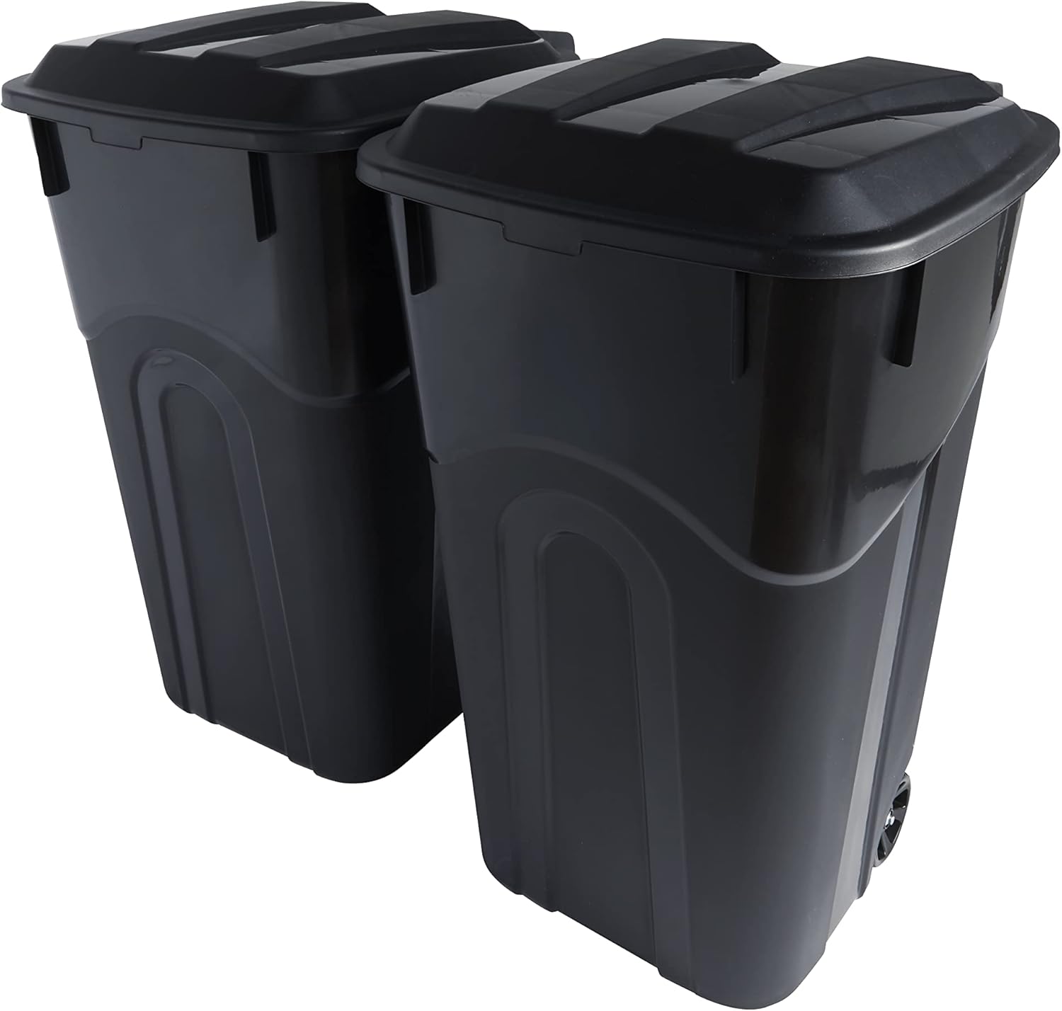 32 Gallon Wheeled Outdoor Garbage Can with Attached Snap Lock Lid and Heavy-Duty Handles
