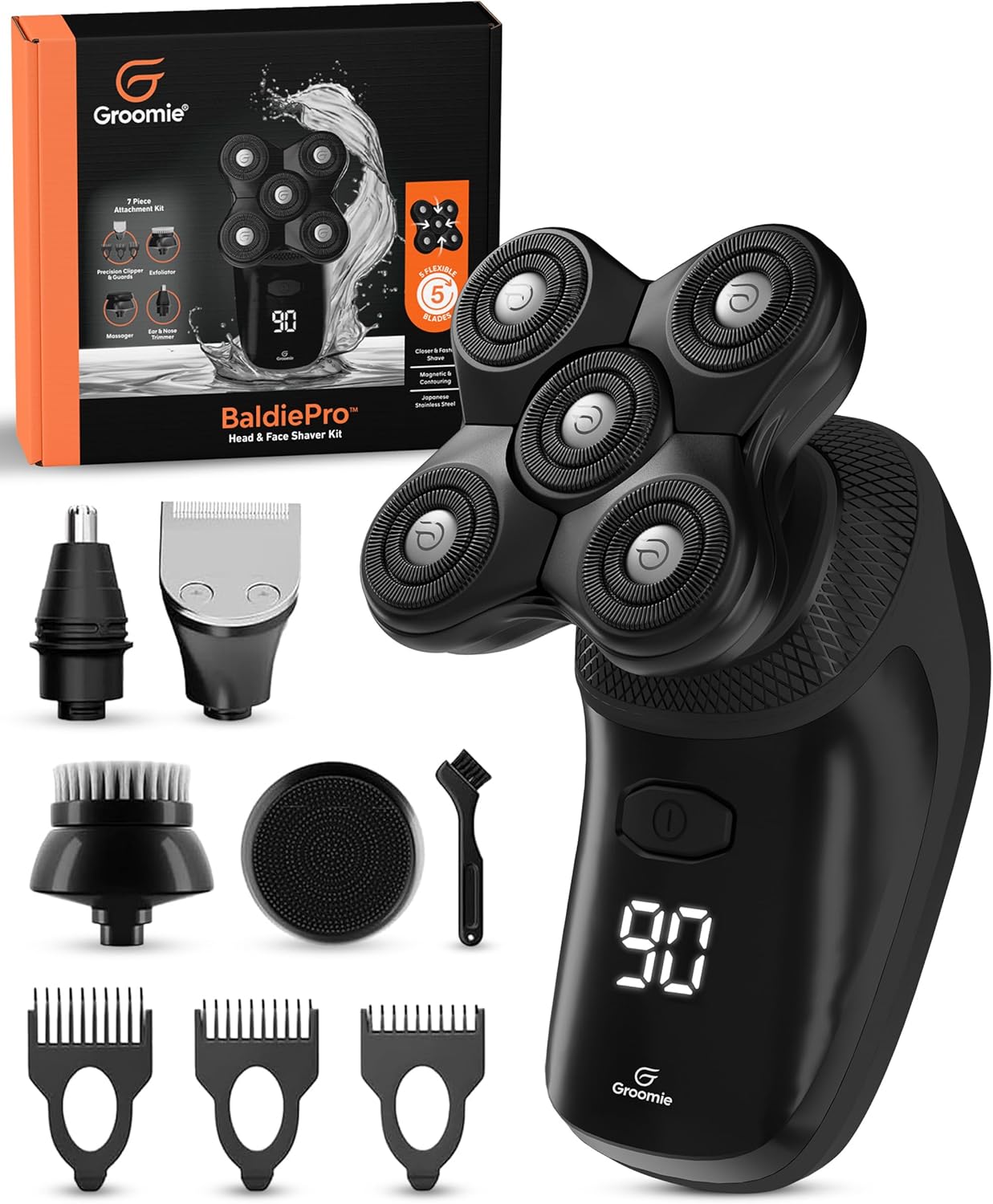 Groomie Cordless Bald Head Shavers for Men, BaldiePro Head Grooming Kit -