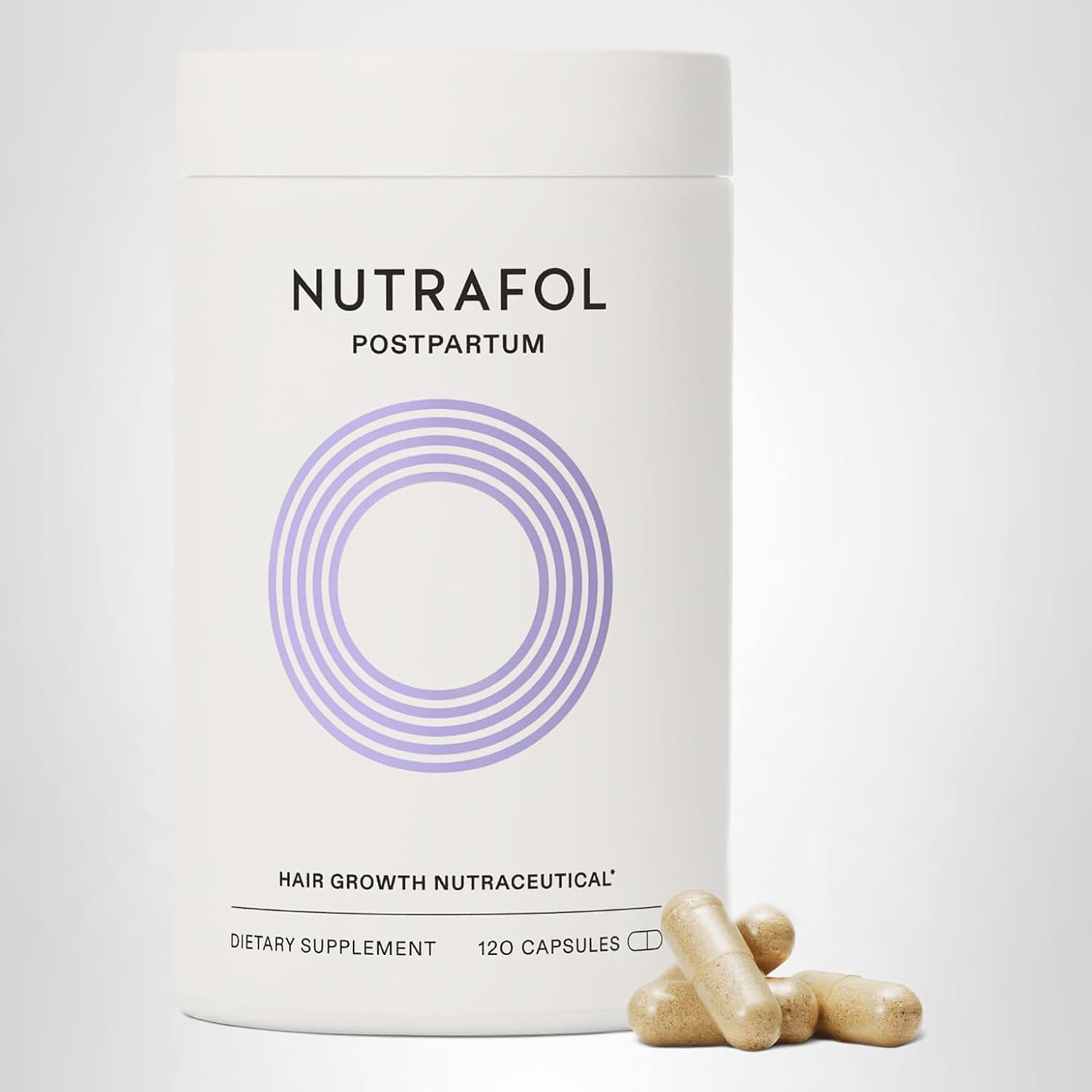 Nutrafol Postpartum Hair Growth Supplements, Clinically Tested for Visibly Thicker Hair and Less Shedding